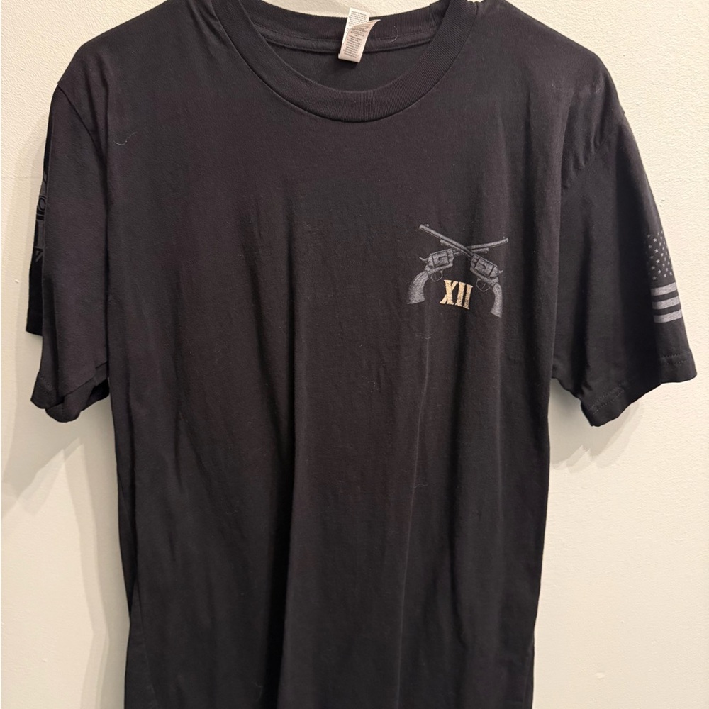 Classic Black Graphic Tee with Pistols Design